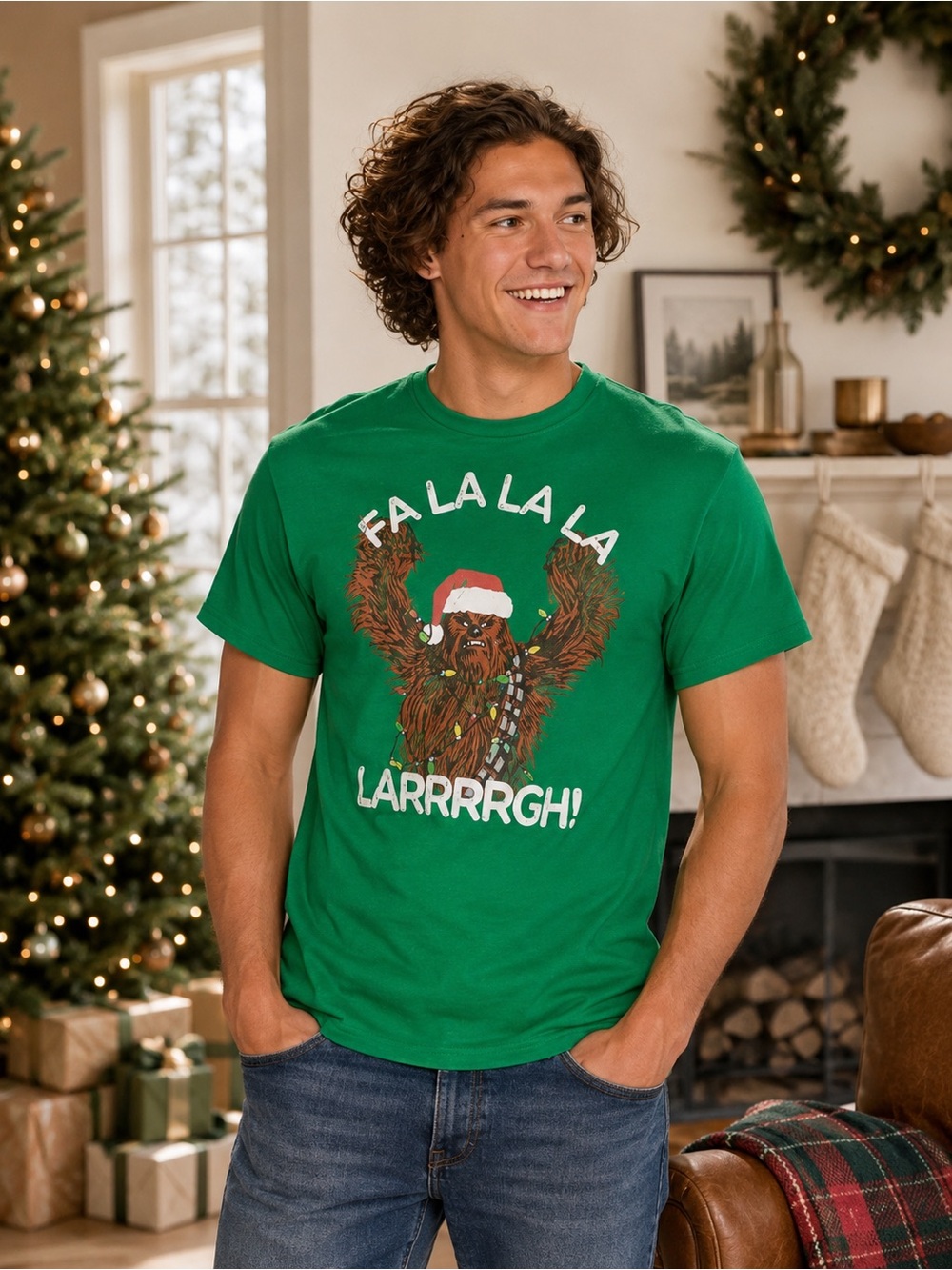 Disney Star Wars Chewbacca Christmas Tee | Fa La La Graphic Shirt NWT S